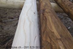 Kastanien Rundholz Top Qualität Vergleich behandelt und unbehandelt Einzelstück